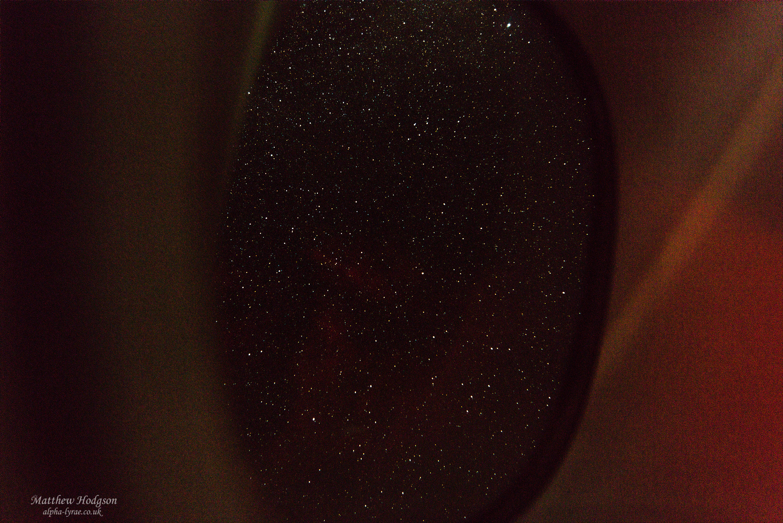 Photo capturing several summer constellations out the window of the A380.