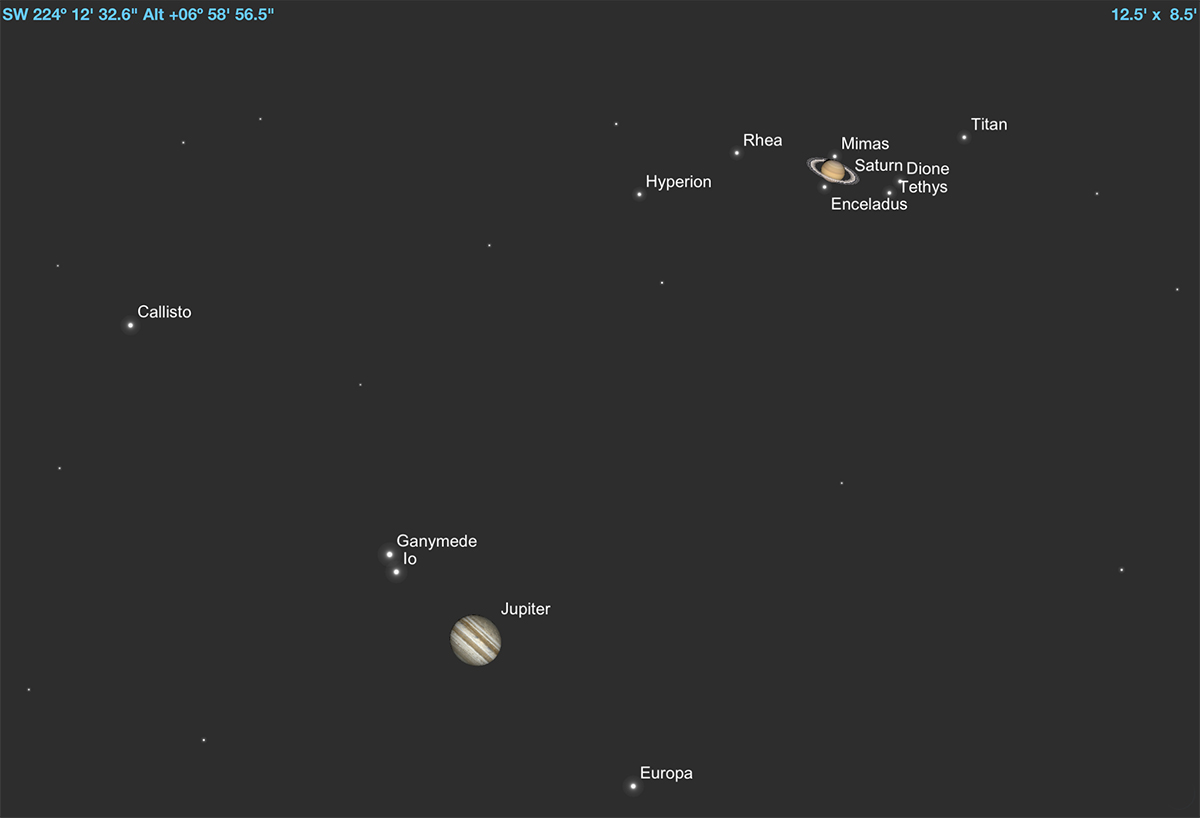 Image of the relative position of Jupiter and Saturn on 21st December 2020.
